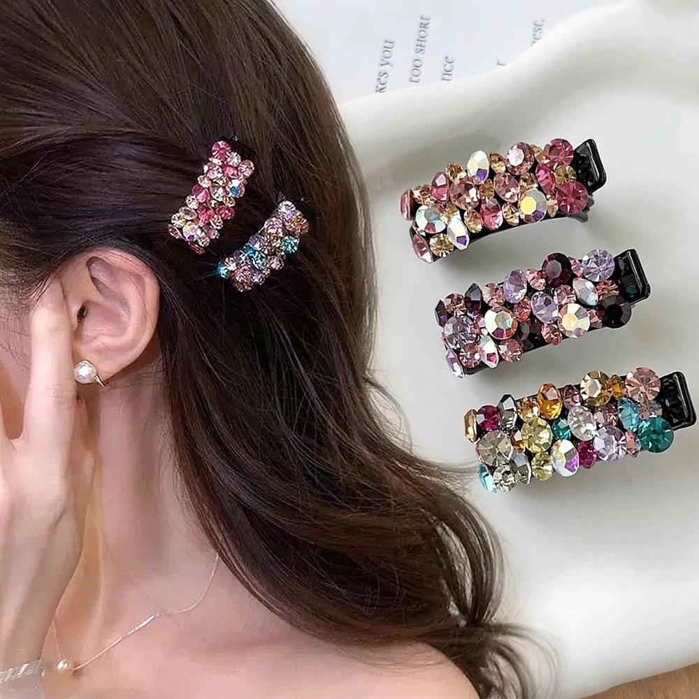 1pcs Colorful Rhinestone Duckbill Hairpin Acetate Material Small Side Clip Bangs Ponytail Holder