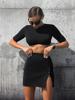 Summer 2025 Women's Sexy Knit Crop Top & Slit Button Mini Skirt Set