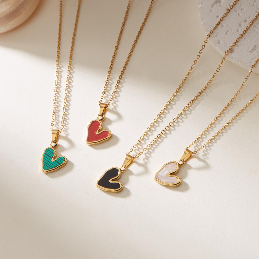 Stainless Steel Love Heart Pendant Necklace For Women Gold Color Fashion Neck Chain Female Choker Collar Jewelry Birthday Gifts