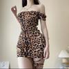 Sexy lingerie female sexy straps bundled halter leopard print nightclub