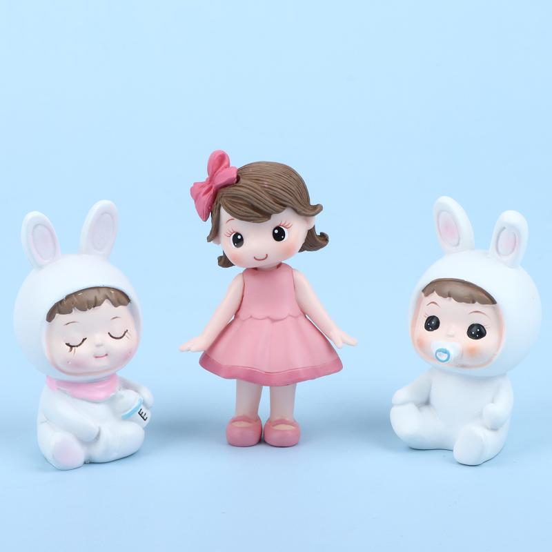 Cake Topper Beautiful Girl Rabbit Baby For Happy Baby Birthday Party Cake Decoration Party Supplies