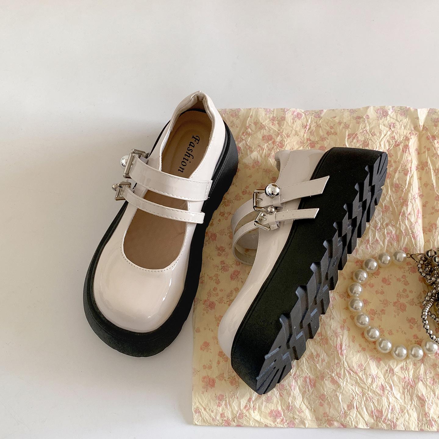 

Queen Fan White French Platform Shoe Women s 2025 New Summer Skirt Versatile Mary Jane Shoes 40 бежевый