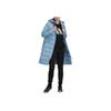 adidas Solid Color Logo Zip Outdoor Hooded Long Warm Down Jacket Women Outerwear Blue GQ7116