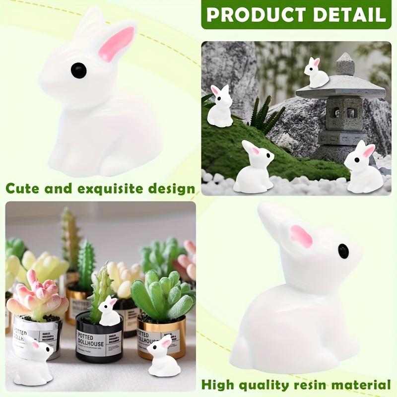 60Pc Resin Miniature Rabbit Figurines Bunny Statues For Fairy Garden Decor Micro Landscape Ornaments Diy Crafts Cake Decor