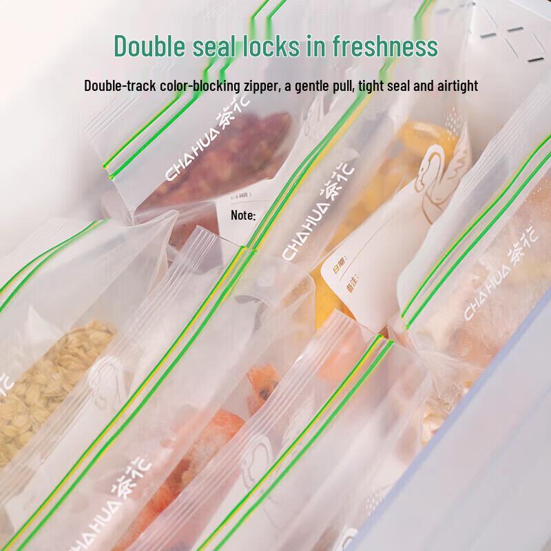 CHAHUA Large 50-Count Food-Grade Thickened Double-Seal Ziplock Bags