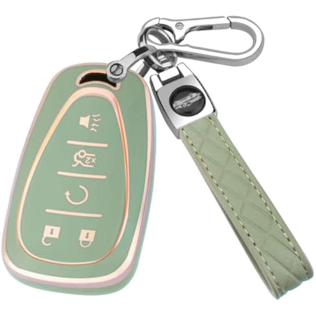 Für Chevy Autoschlüsselhülle mit Schlüsselanhänger, Weiche TPU-Schlüsselhülle Schale Vollschutz für 2016-2021 Chevy Equinox Malibu Camaro Cruze Blazer Traverse Trax