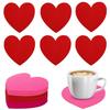 6 Pcs Valentine's Day Felt Coasters Red Pink Love Heart Drink Coasters for Valentine's Day Birthday Wedding Engagement Party Table Decoration