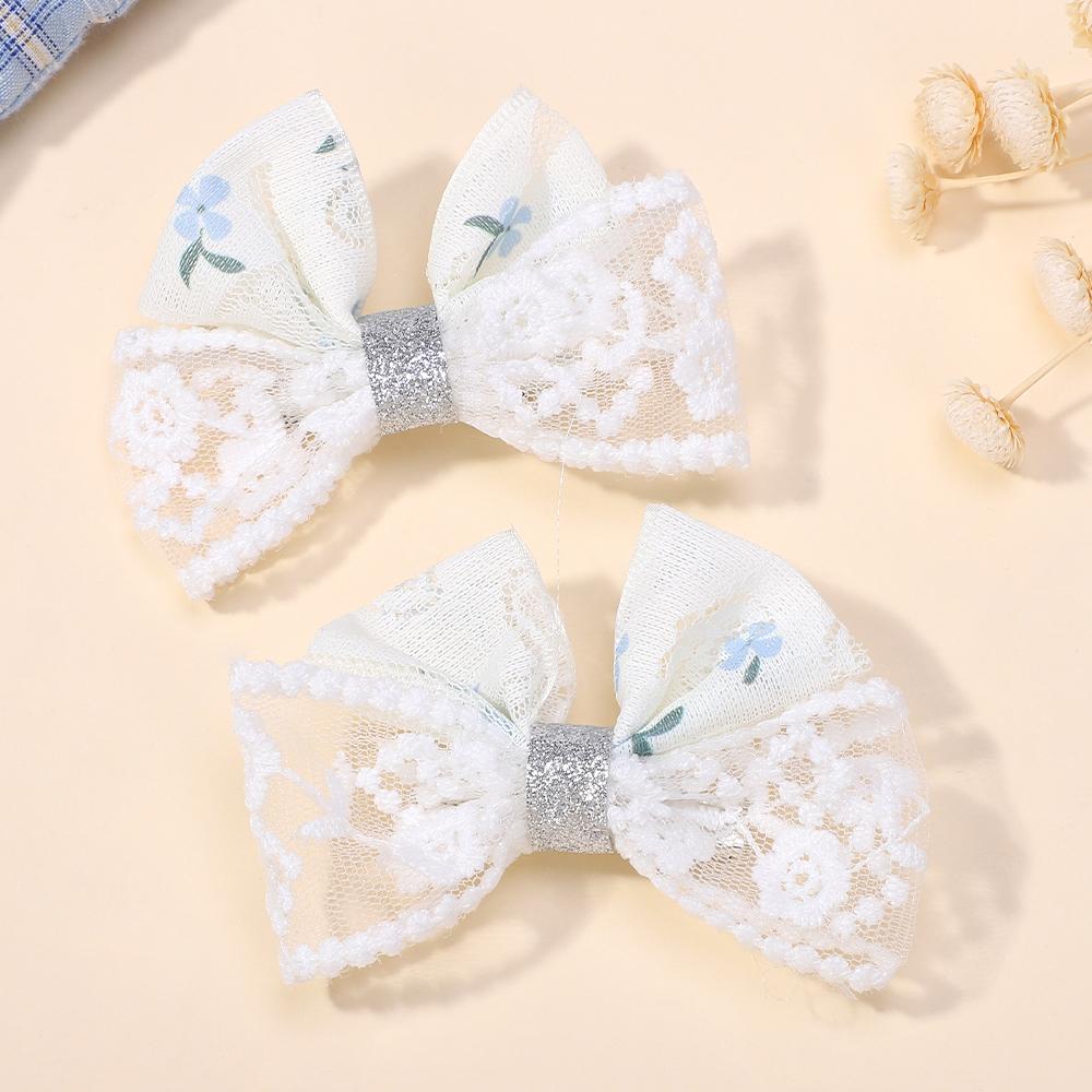 2pcs New Lace Kids Bow Hair Clip for Women Sweet Creative Bangs Clip Cute Side Hairpin BB Clip Girl Hair Accessories Gifts