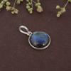 925 Sterling Silver Gemstone Labradorite Pendant Without Chain Jewelry Round Cabochon For Women or Girls - 2.45 Gms
