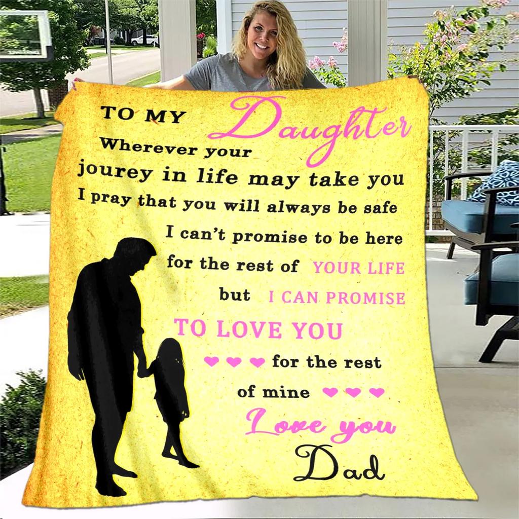 To My Daughter Son Letter Gift HD Blanket,Soft Throw Blanket for Home Bedroom Bed Sofa Picnic Travel Office Cover Blanket Kids