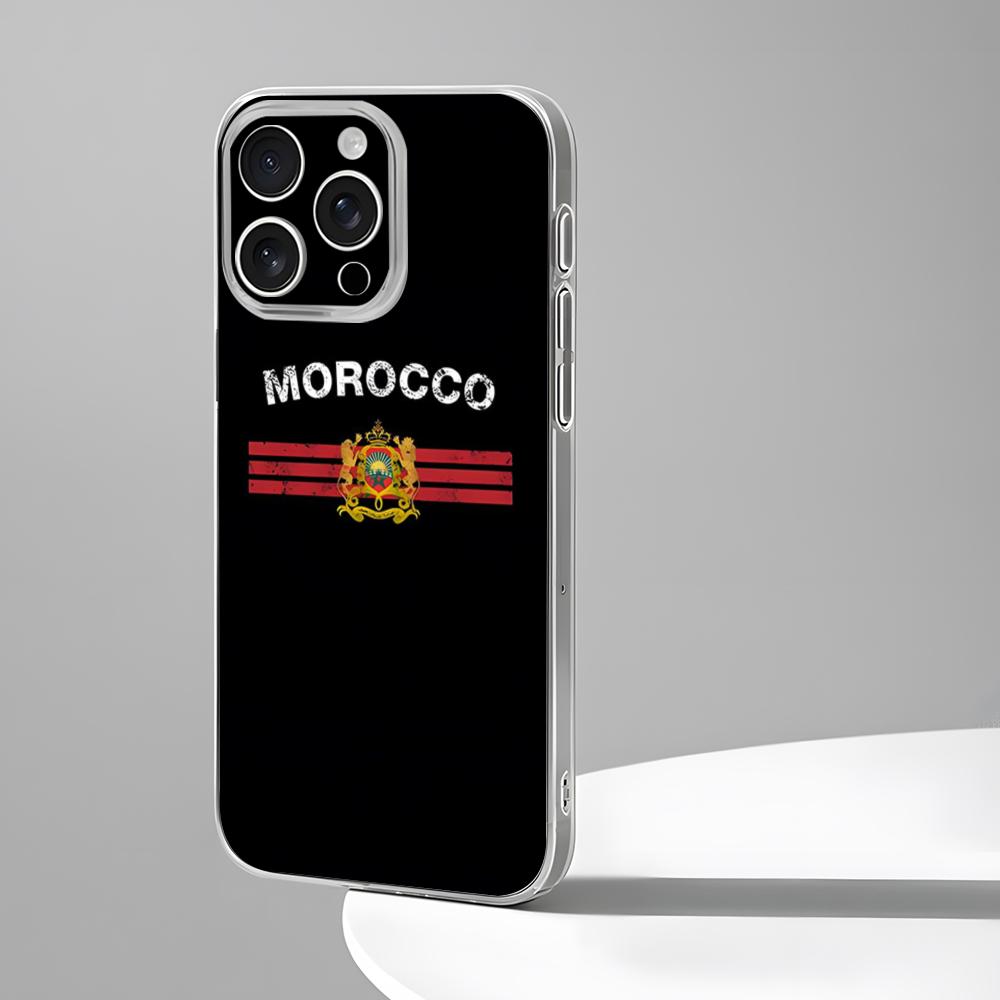 

Morocco Flag Coat Of Arms Passport Phone Case New For IPhone 16 15 14 12 13 11 Pro Max Mini X XR XS Plus Black Silicone Transpar iPhone14 Pro