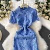 Summer Women Elegant Luxury Embroidery Flower Lace Slim Bodycon Long Maxi Party Fishtail Dresses for Girl Graduation