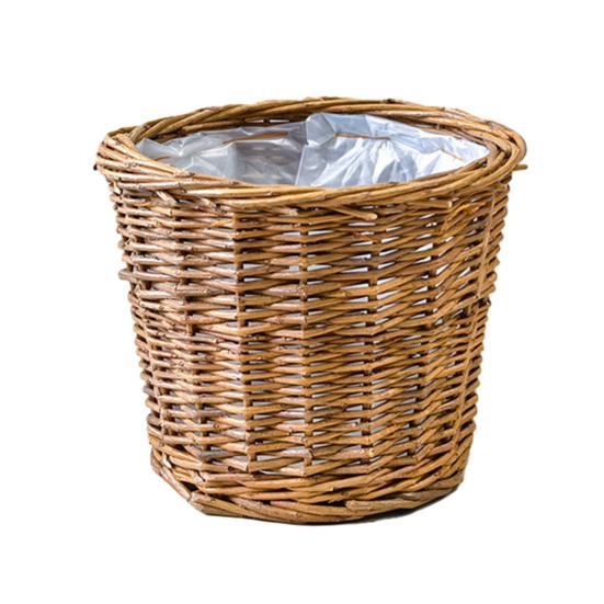 

Wicker Planter Basket with Waterproof Liner Handwoven Natural Brown Willow Flowerpot Indoor Outdoor Plants Home Decor S