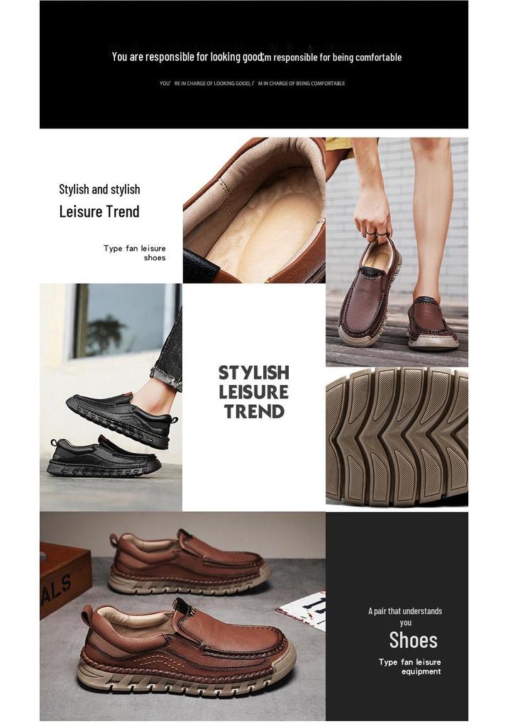 Men's Summer Retro Slip-on Leather Loafers: Casual, Breathable, Thick Sole Design
