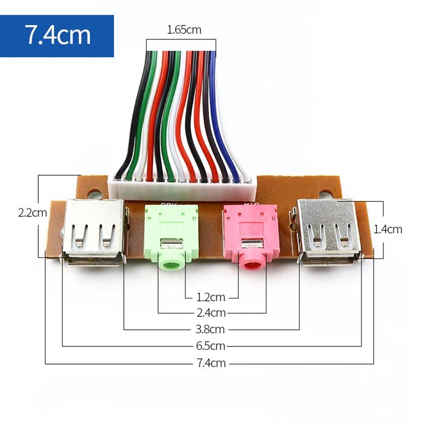 USB-Audioanschluss Mikrofon Kopfhörerkabel 2 USB-Computergehäuse 6,8/7,4/7,8CM Frontpanel USB-Audiobuchsen Anschlüsse Mikrofon Kopfhörerkabel