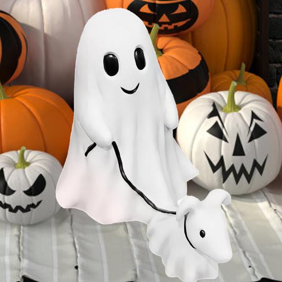 

Halloween Ghost Walking Dog Statue Spooky Garland Ghost Walking Puppy Figurine Resin Sculpture Indoor Outdoor Desktop Decoration Ornament S A