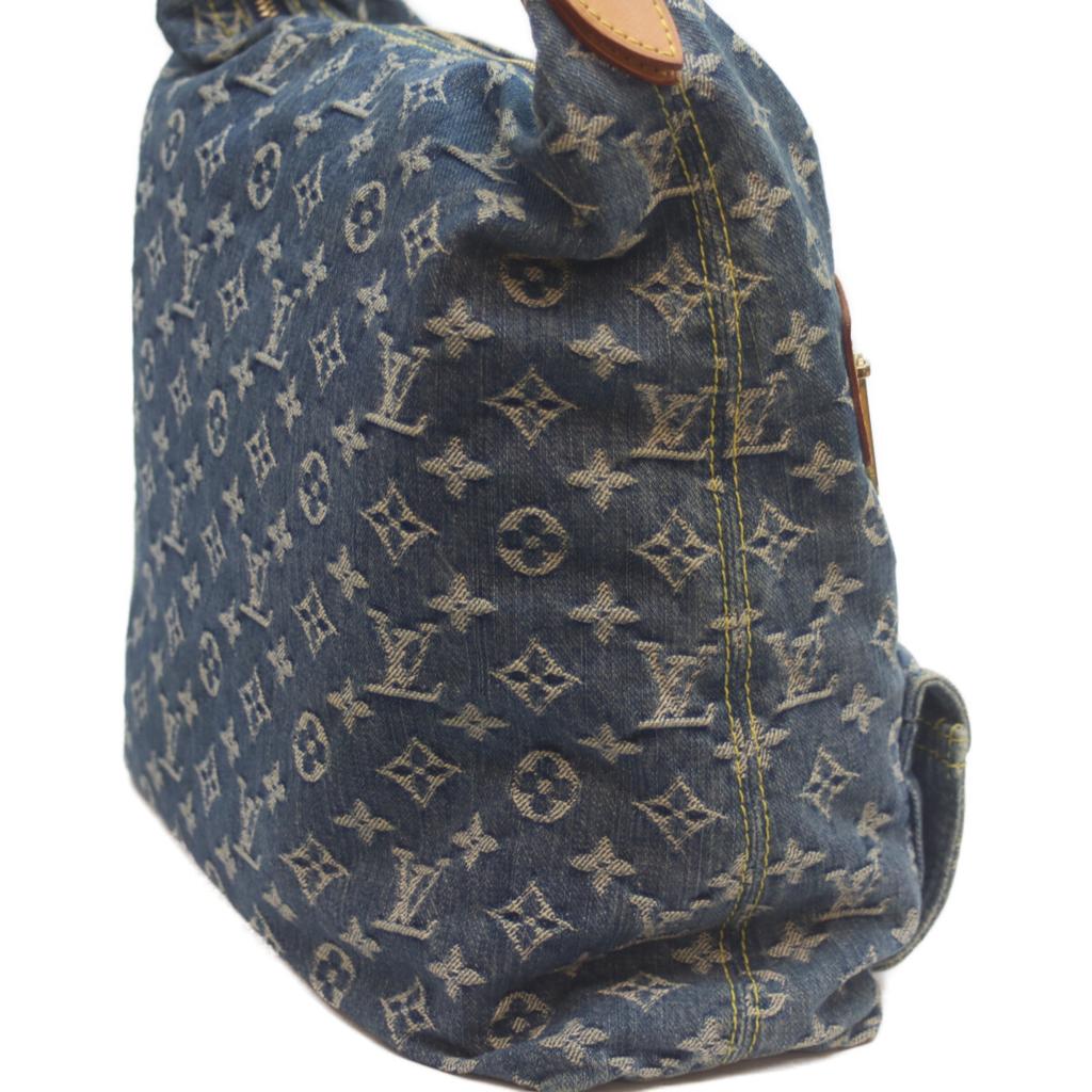 LOUIS VUITTON 2008 M95048 Monogram Denim Baggy GM Tote Bag blueUsed