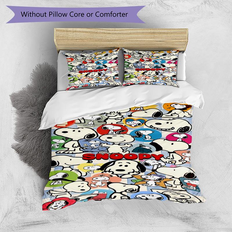 3pcs Duvet Cover Set (1*Duvet Cover + 2*Pillowcase, Without Core), Snoopy Print Bedding Set, Bedroom Decor, All‑Season, Birthday Gift