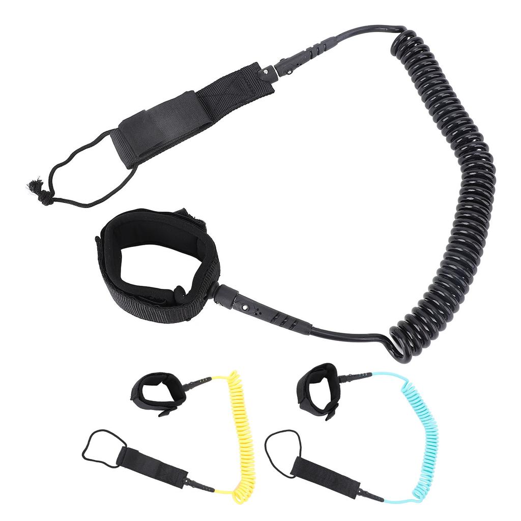 Surfboard Foot Leash 9.8ft Surf Leash Spiral TPU Coiled Stand Up Paddleboard Rope Surfboarding Ankle Strap 360 Degree Rotation