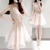 Robe Midi Chiffon Style Coréen Fausse Deux Pièces Été 2026 pour Femmes