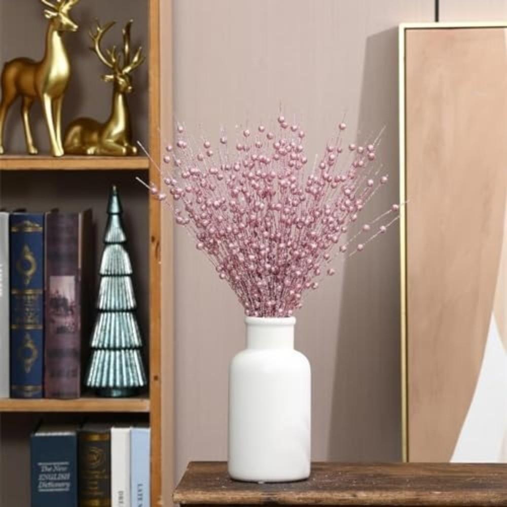 10 Pack 43cm Berry Stem Ornaments 12 Forks Glitter Design Berries Flowers Decorations Sparkling Decorations Picks DIY Wreath