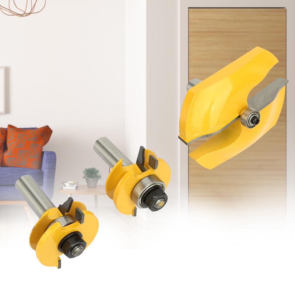 3pcs 12" Shank Ogee Raised Panel & Ogee Rail and Stile Router Bit Set Woodwork Milling Cutter