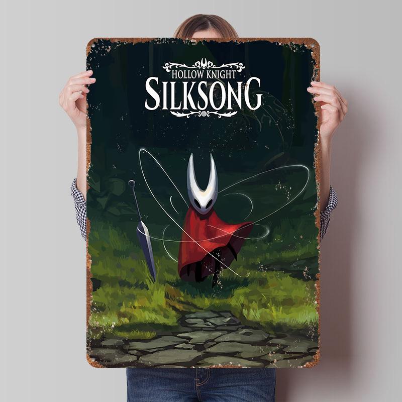 

Hollow Knight Silksong Game Art Tinplate Poster Customized Wall Art Vintage Retro Metal Signs for Gaming Room Decoration Cozy 7.9x11.8In(20x30cm)