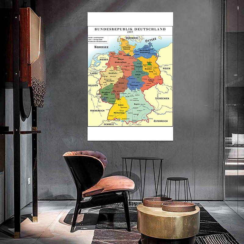 Německá mapa Německa s politickým rozdělením Obrázky Malby Mapa Domácí nástěnná dekorace, Cestovní/Vzdělávací pomůcky