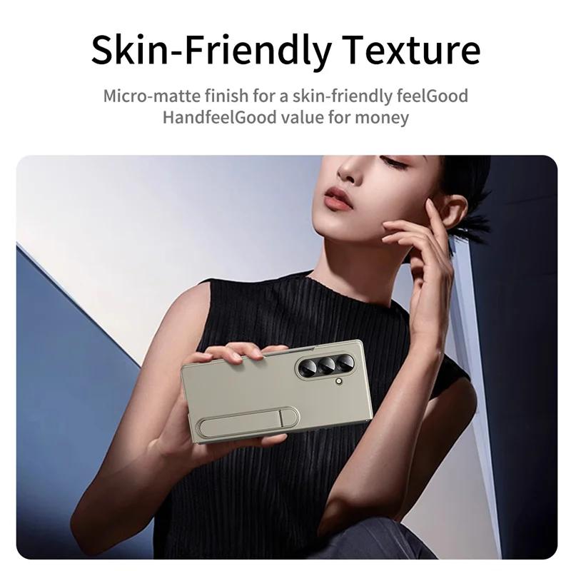 High-end with Holder Phone Case for The New Hot Samsung Galaxy Z Fold 7 6 5 4 3 Ultra-thin Shockproof Skin Feel Protective Cover