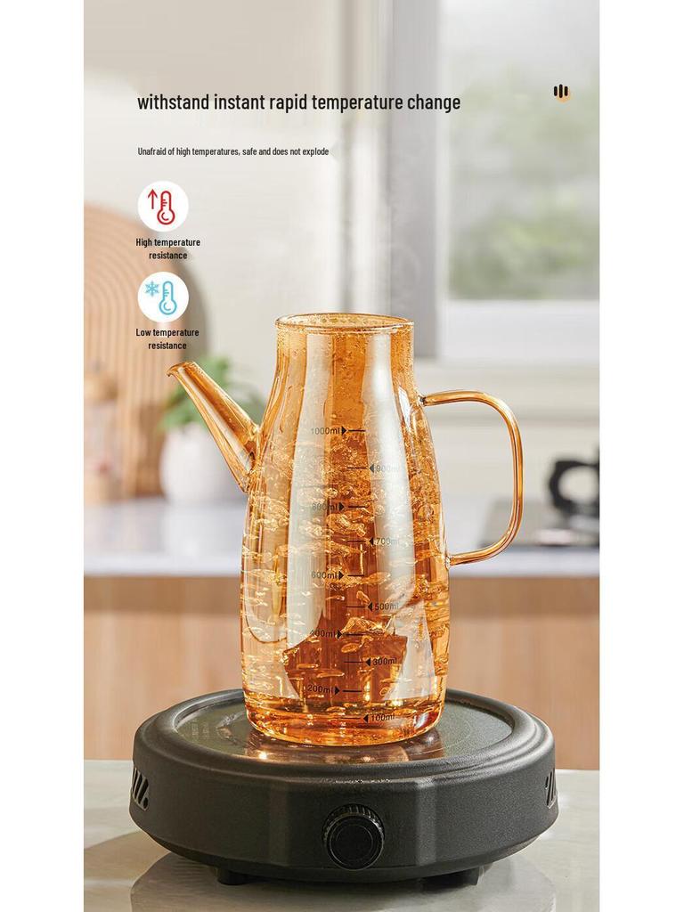 Stainless Steel Glass Oil Pot for Kitchen - Large Oil, Soy Sauce, and Vinegar Container