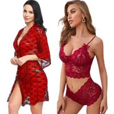 Ladysta Lingerie Robe Nachtwäsche & Damen Lingerie Set - BH und Slip Set Nachtwäsche Einheitsgröße (S M L.)