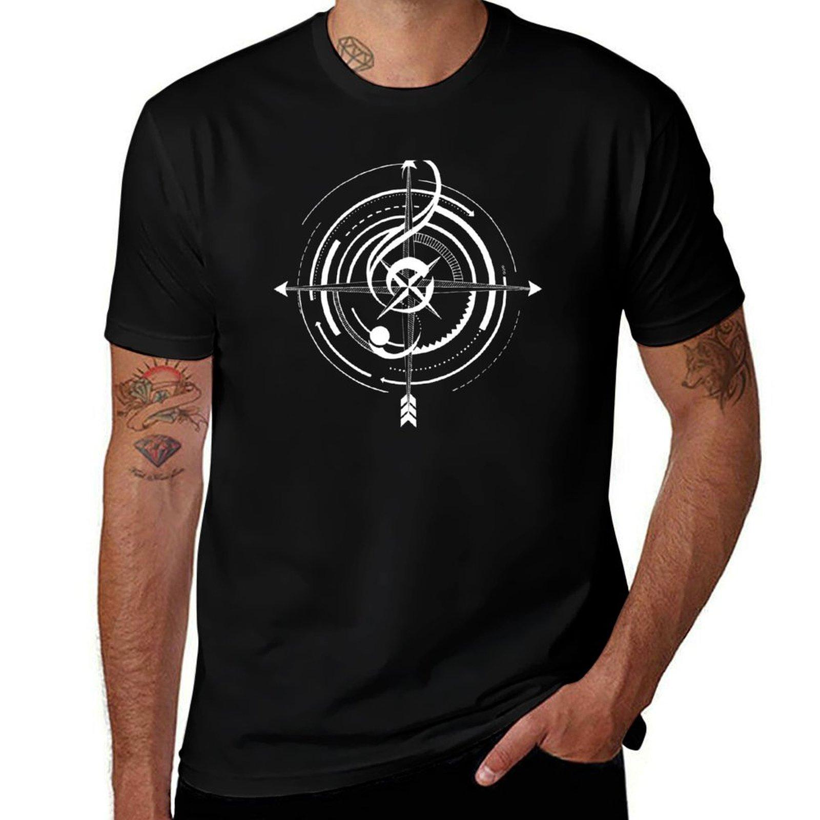

Sol key compass Tattoo style music TShirt luxury tshirt Tshirts Round neckTshirt Tshirt print pure cotton Regular style 3XL