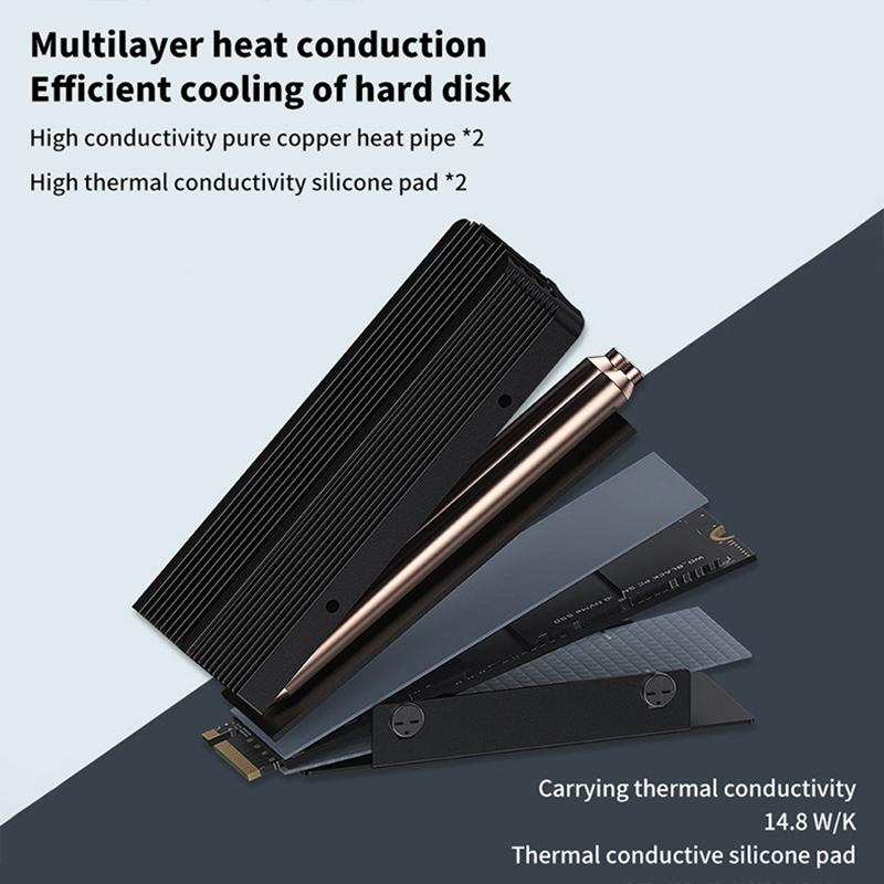 Ssd-V3 2280 M.2 Dual Heat Pipe Solid State Drive Nvme Grille-Type All-Aluminum Vest High-Efficiency Heat Sink Gaming Accessories