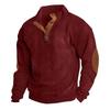 Men's Casual Corduroy Shirt Long Sleeve Color Block Fashion Striped Shirt Collarless Pullover Plus-size Men's Shirt