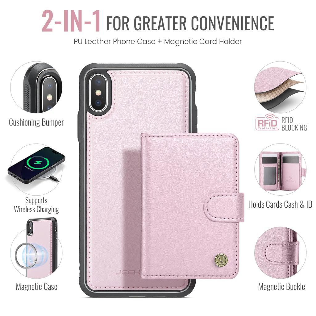 For iPhone XS 5.8 inch/iPhone X Case JEEHOOD J09 RFID Blocking Card Holder Leather Back Phone Cover Compatible with MagSafe