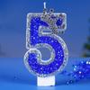 Blue Birthday Candles Glitter Blue Candles For Cake 3D Shape Cake Topper Decoration For Weddings Reunions Theme Parties