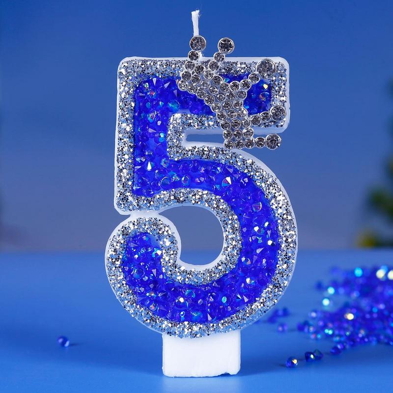 Blue Birthday Candles Glitter Blue Candles For Cake 3D Shape Cake Topper Decoration For Weddings Reunions Theme Parties
