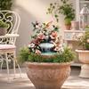 Kolibri-Brunnen Gartenstecker, 2D Acrylblumen und Kolibris Hofkunst-Stecker, Wasserdichte Außenbrunnen-Gartendekoration für Rasenpflanzer