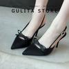 Fashion Fashionable Pointed Toe Shallow Mouth New High-heeled Shoes Summer Elegant Buckle Decorated Stiletto Black Women's Shoes