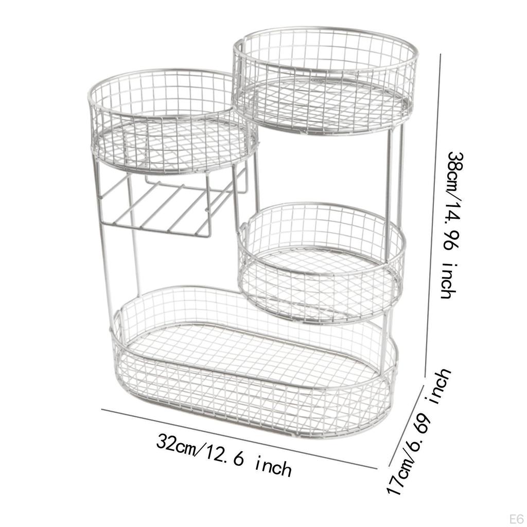 Countertop Fruit Basket Serving Stand Space Saving Party Wrought Iron Multi-Tier Vegetable Storage