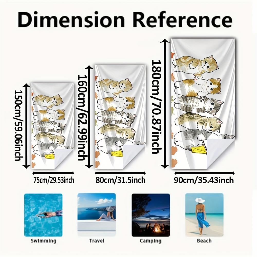1pc Cute Anime Mofusands Print Beach Towel - Soft Absorbent Microfiber, Lightweight Quick-Dry with Vibrant Cartoon Cat Design