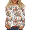 Women's Fashion Casual Vintage Floral Print Round Neck Long Sleeve Decorative T-Shirt Top
