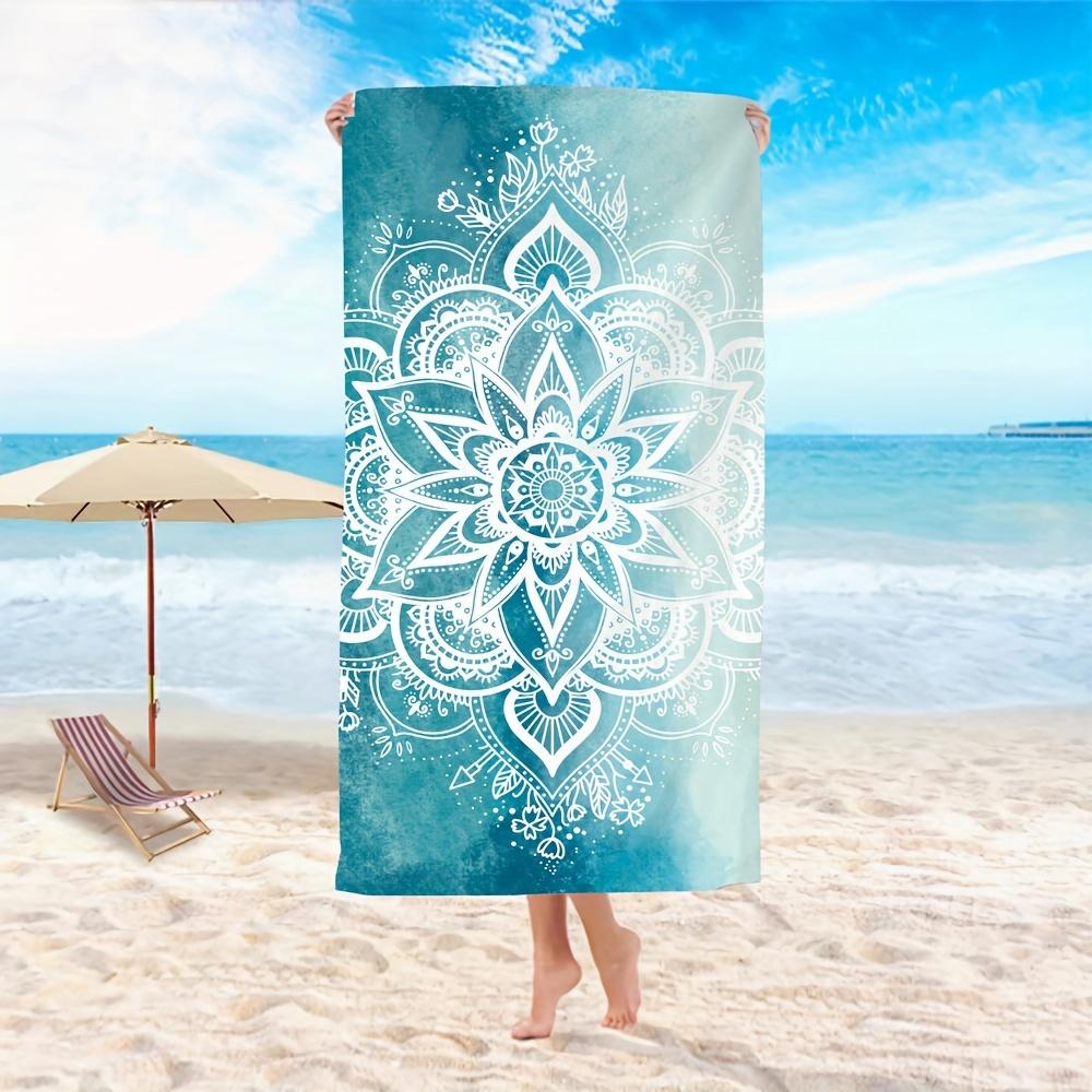 1pc Quick-Dry Blue Mandala Beach Towel, Lightweight Swim Towel for Travel Camping Pool Sports