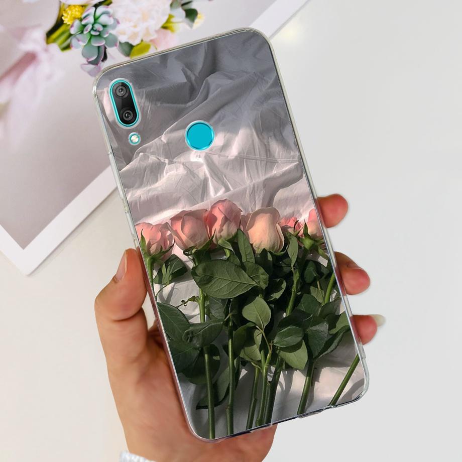 For Huawei Y7 (2019) Phone Case Huawei Y7P 2020 Back Cover Transparent Slim Soft TPU Rubber Bumper Child Fashion Cartoon Pattern