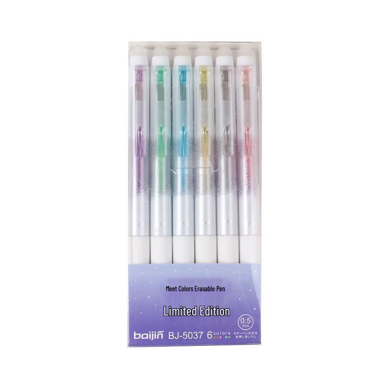 Starry Sky Glitter Gel Highlighters - Crystal Blue Erasable Click Pen for Students