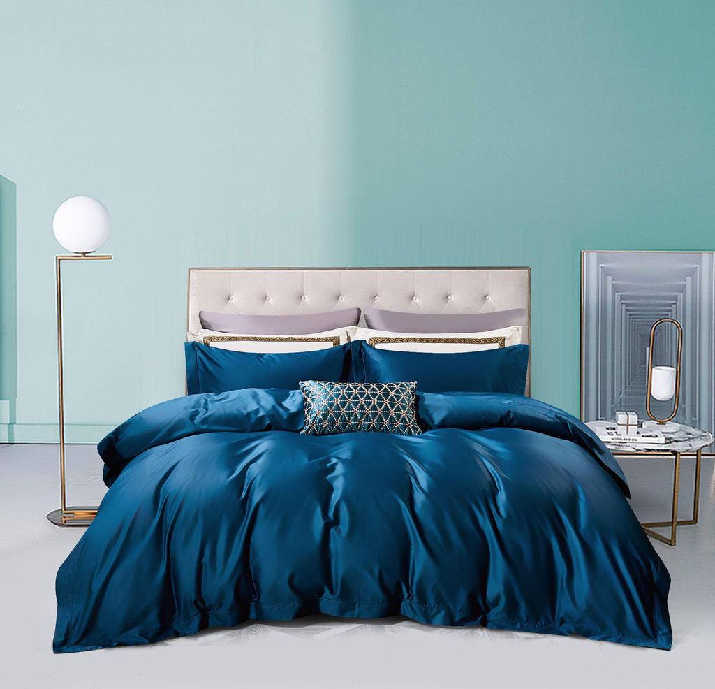 50S Pure Cotton Sateen Solid Color Brocade Fabric Duvet Cover & Bed Sheet Hotel Collection
