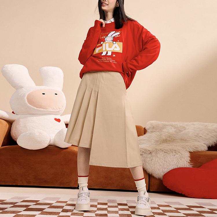 Fila CNY X Buer Rabbit Sweatshirts Unisex Red Crew Neck Moderate Regular F11U319202F-RD
