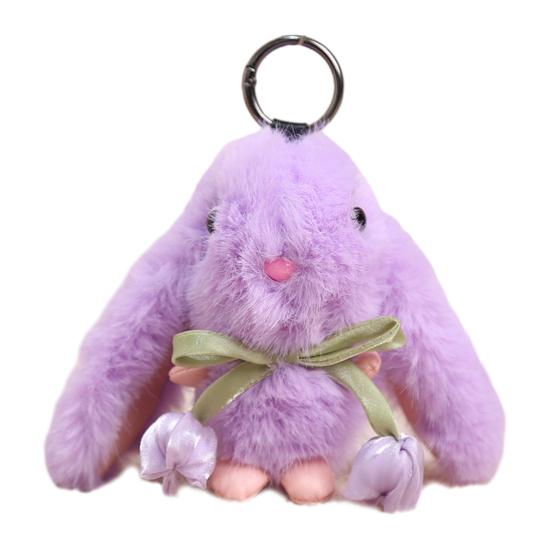 Tulip Lop-Eared Rabbit Doll Pendant Plush Keychain Soft Skin-Friendly Cute Bunny Bag Charm