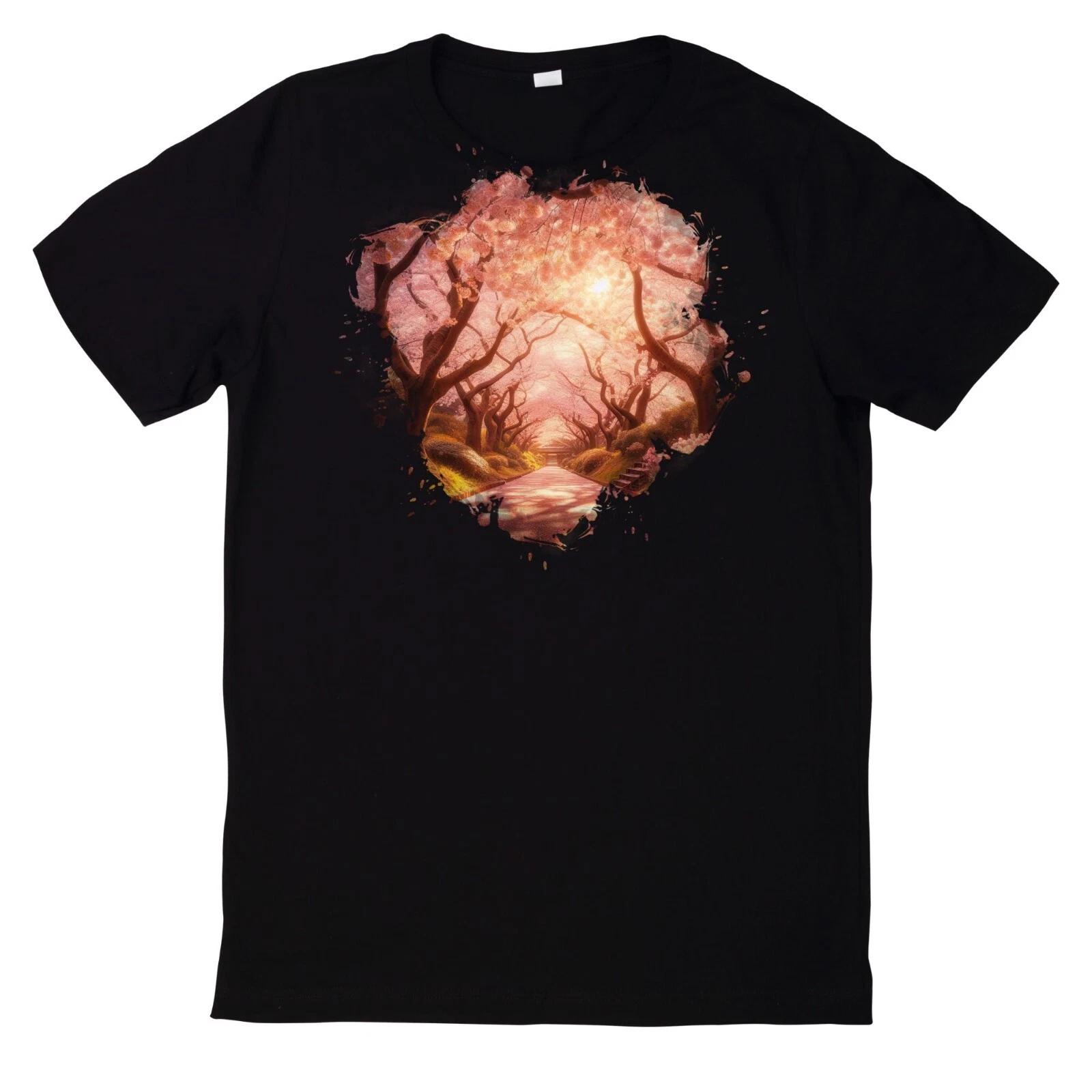 T-Shirt Aquarell ruhige Kirschblüten Welt Motiv L
