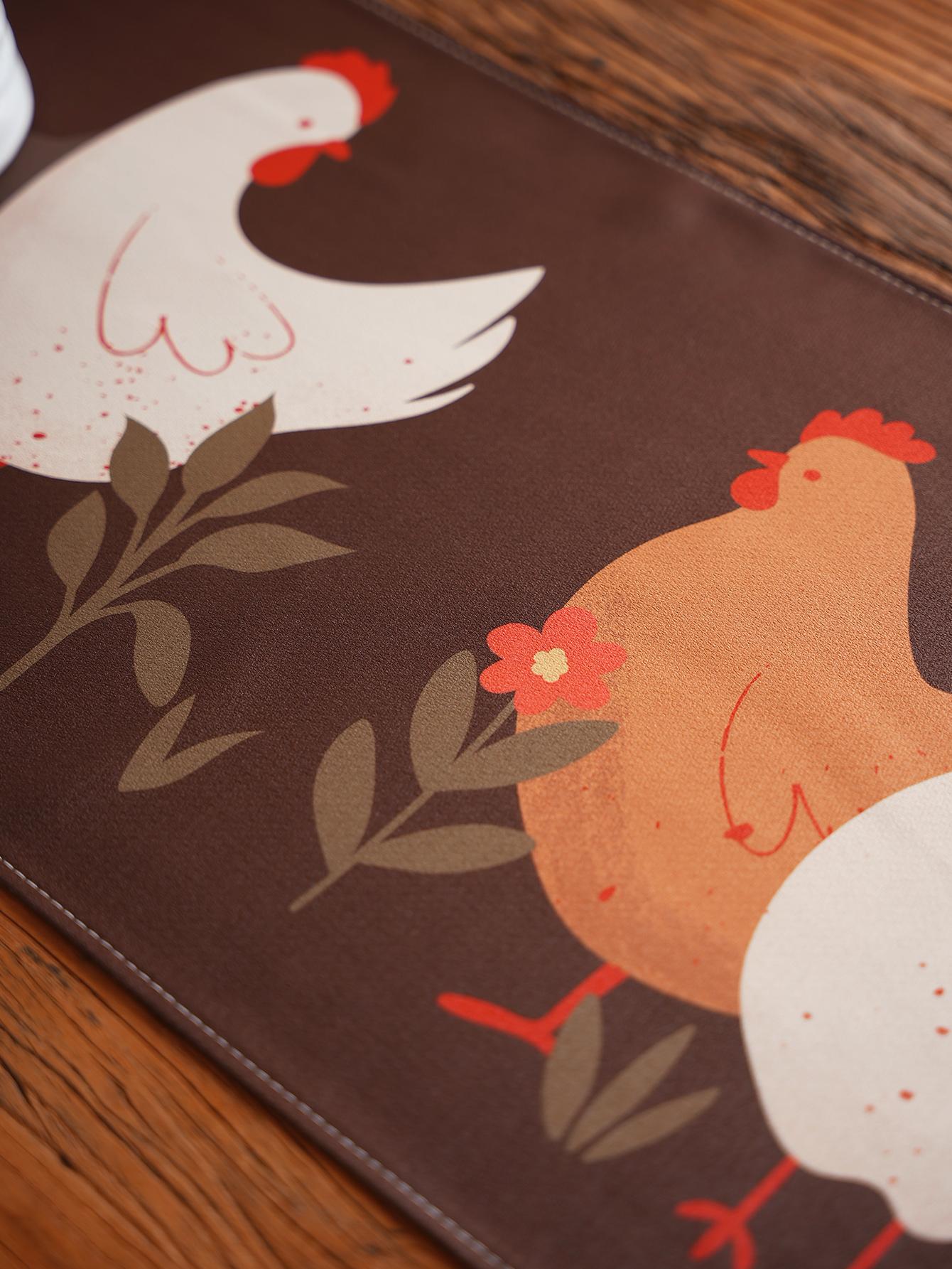 

Thickened Chicken Print Tassel Table Runner Decorative Mat for Living Room Bedroom Dining Table Tea Table Home Decor Other&30x90cm коричневый